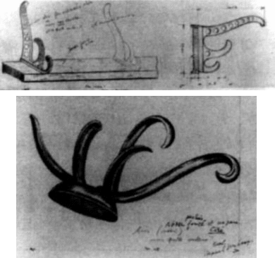 Illustration 14A, A. Schwarz blueprints of Hat Rack and Coat Rack, 1964.