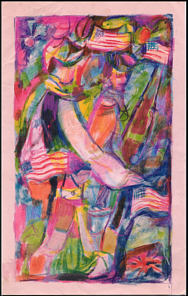Artist Unknown - Two Figures With Flags - CLICK TO ENLARGE